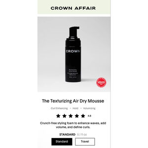 Crown Affair Black Texturizing Air Dry Mousse 150ml 5.1oz